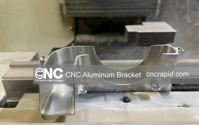 Custom CNC machined aluminum bracket freshly milled from billet before finishing