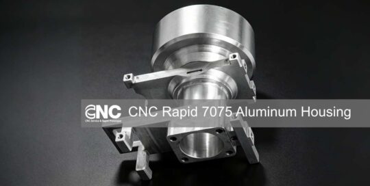 CNC machined 7075 aluminum integrated housing with as-machined finish, mounting arms and threaded holes