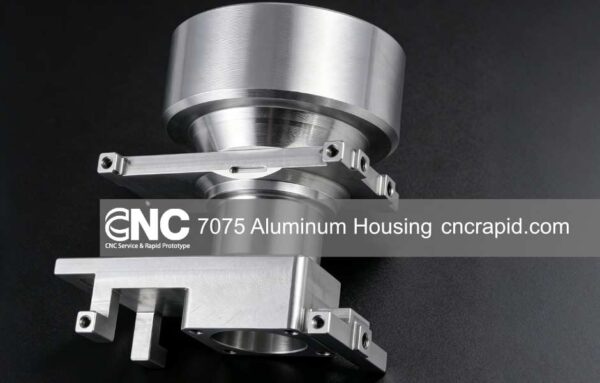 CNC machined 7075 aluminum integrated housing with as-machined finish, mounting arms and threaded holes