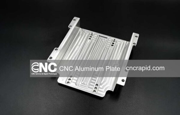 CNC machined aluminum chassis plate showing ribbed lightening pockets and precision mounting holes