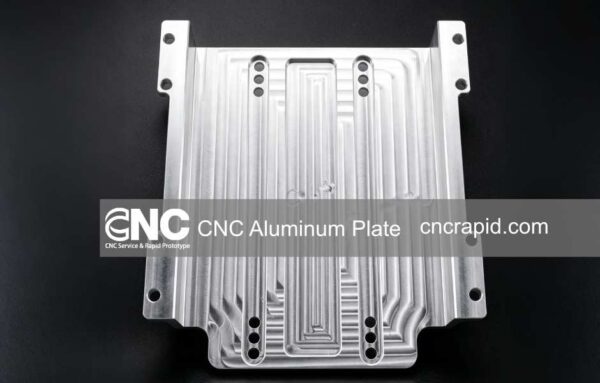 Top view of CNC machined aluminum structural plate with ribbed pockets and as-machined finish